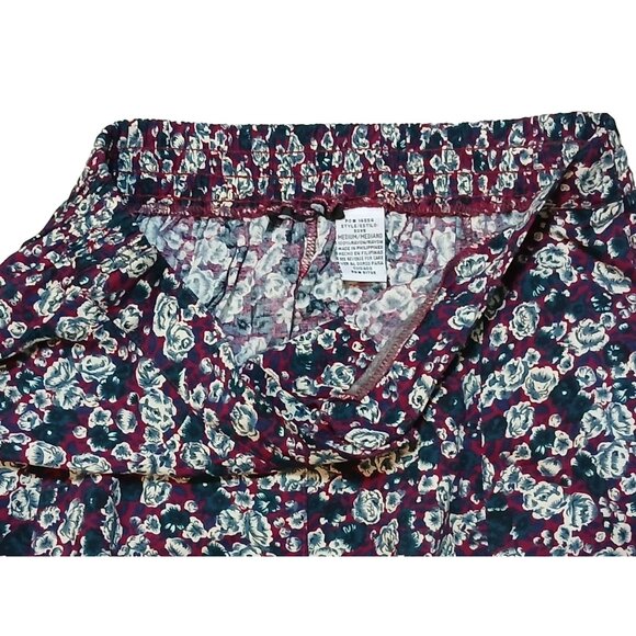 Vintage Sag Harbor Floral Maxi Skirt Burgundy Green Button Western Indie Medium - Picture 3 of 7